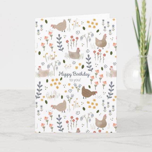 Chicken Happy Birthday Greeting Card (Front)