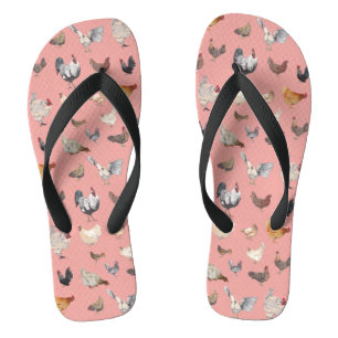 Chicken Happy pattern Flip Flops