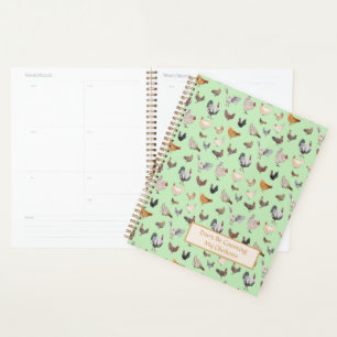 Chicken Happy pattern Light Green Planner