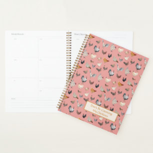 Chicken Happy pattern Rose Pink Planner