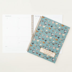 Chicken Happy pattern Slate Grey Planner