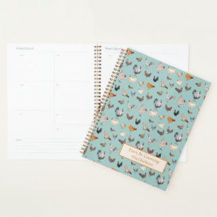 Chicken Happy pattern Warm Grey Planner