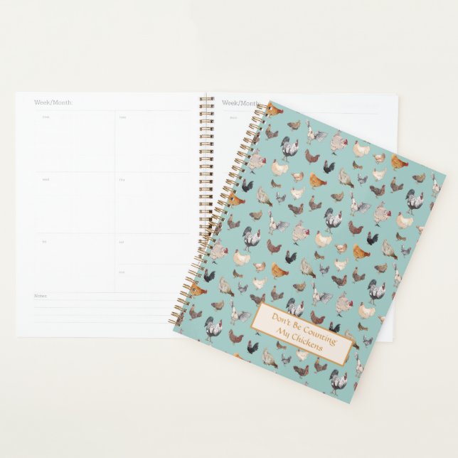 Chicken Happy pattern Warm Grey Planner (Display)