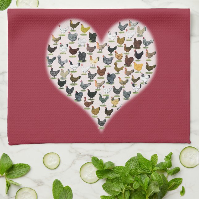 Chicken Heart Kitchen Towel (Folded)