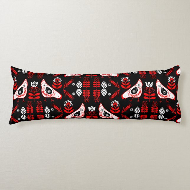 Chicken Hen Folk Art Body Pillow (Front)