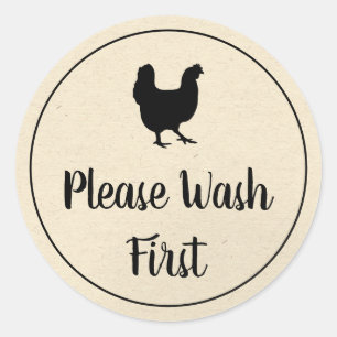 Chicken Hen Fresh Farm Eggs Carton Wash First Classic Round Sticker