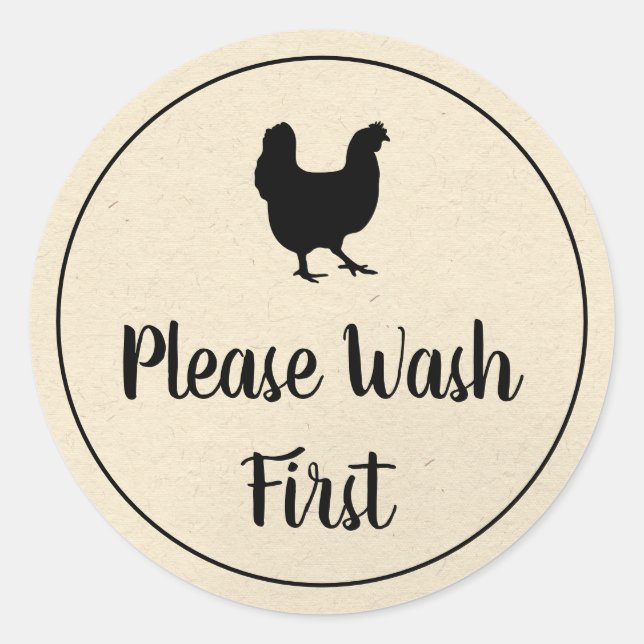 Chicken Hen Fresh Farm Eggs Carton Wash First Classic Round Sticker (Front)