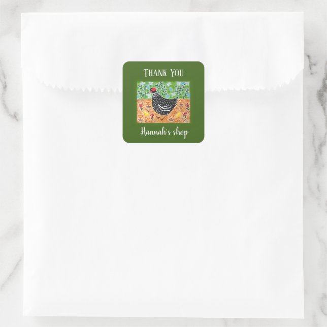 Chicken Hen with Chicks farmhouse country style  Square Sticker (Bag)