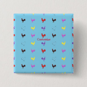 Chicken Hens Thunder_Cove 2 Inch Square Button