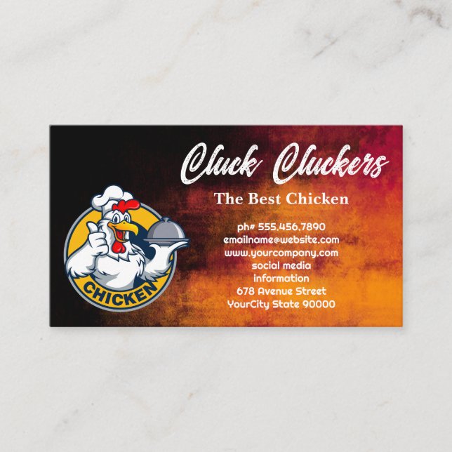 Chicken Holding Food Platter Business Card (Front)