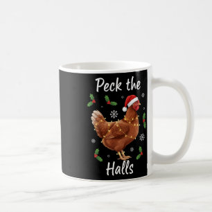 Chicken Holiday, Peck The Halls Santa Hen Coffee Mug
