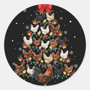 Chicken Holiday Tree, For Ckyard Flock Fans  Classic Round Sticker