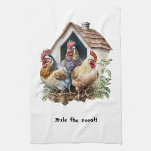 Chicken House Rooster and Hens Kitchen Towel