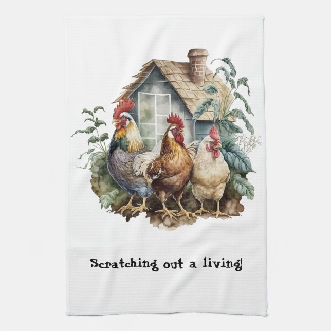 Chicken House  Roosters Kitchen Towel (Vertical)