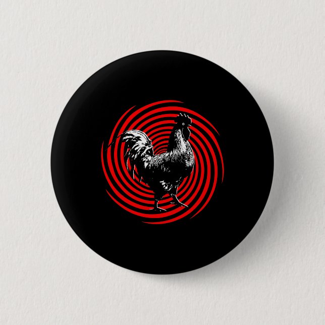 Chicken Hypnotic Trance Funny Hypnosis Graphic Des 2 Inch Round Button (Front)