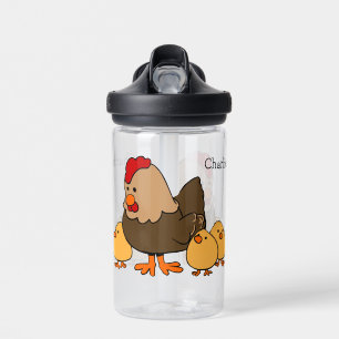 Chicken illustration custom name water bottle