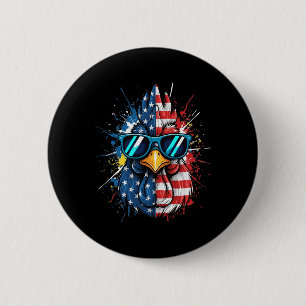 Chicken I'm The Patriot Rooster In Cool Shades 2 Inch Round Button