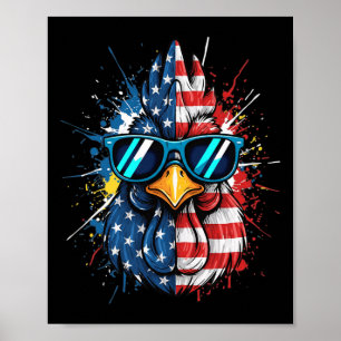 Chicken I'm The Patriot Rooster In Cool Shades Poster