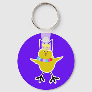 Chicken in a crown with beads   keychain