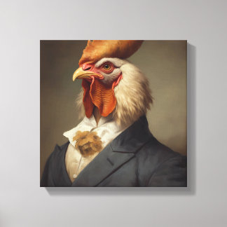 Chicken In a Suit | Animal Art | Animal in a Suit Canvas Print