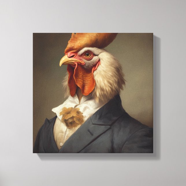 Chicken In a Suit | Animal Art | Animal in a Suit  Canvas Print (Front)