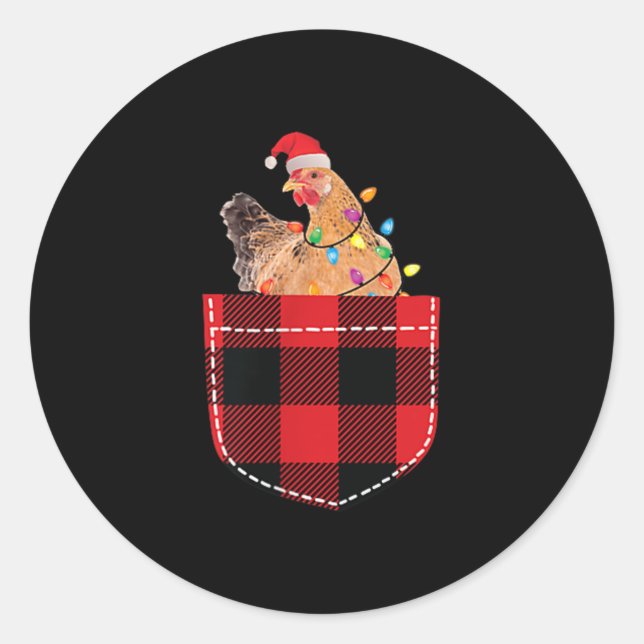 Chicken In Cket Funny Xmas Plaid Cket Chicken Chri Classic Round Sticker (Front)