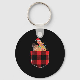 Chicken In Cket Funny Xmas Plaid Cket Chicken Chri Keychain