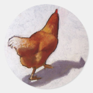 CHICKEN IN OIL PASTEL CLASSIC ROUND STICKER