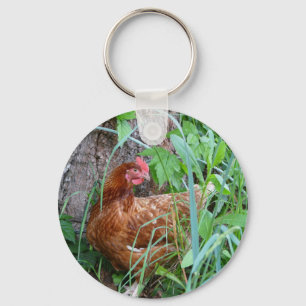 Chicken in the Grass Keychain