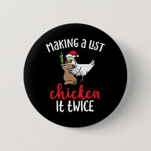 Chicken It Twice Funny Chicken Christmas Design 2 Inch Round Button