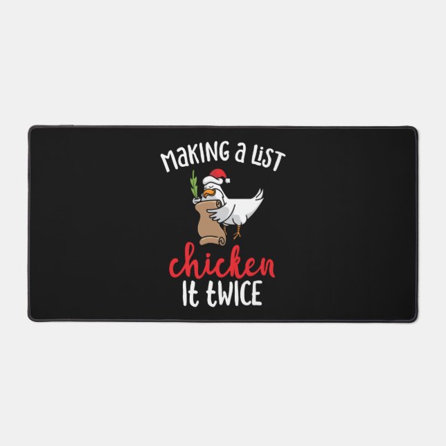 Chicken It Twice Funny Chicken Christmas Design Desk Mat (Front)