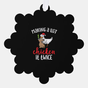 Chicken It Twice Funny Chicken Christmas Design Ornament Card