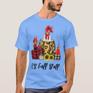 Chicken It's Fall Y'all Leopard Pumpkin Autumn Tha T-Shirt