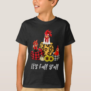 Chicken It's Fall Y'all Leopard Pumpkin Autumn Tha T-Shirt