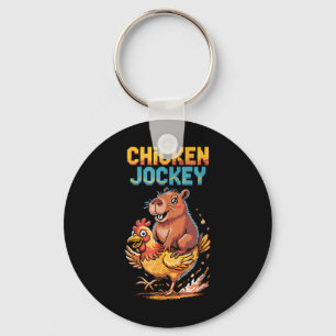 Chicken Jockey Capybara Lovers Pixel Art Gamer Fun Keychain