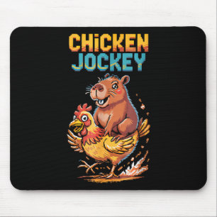 Chicken Jockey Capybara Lovers Pixel Art Gamer Fun Mouse Pad