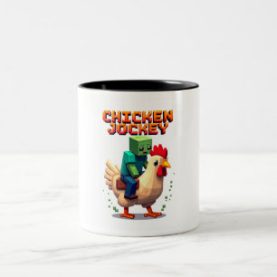 Chicken Jockey – Funny Block-Style Gamer Mug