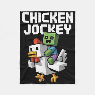 Chicken Jockey Pixel Funny  Fleece Blanket
