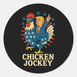 Chicken Jockey Trump Funny Meme 2  Classic Round Sticker
