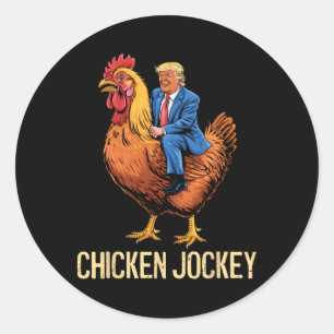 Chicken Jockey Trump Funny Meme 5  Classic Round Sticker