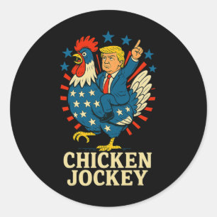 Chicken Jockey Trump Funny Meme Classic Round Sticker