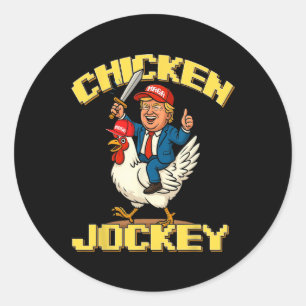 Chicken Jockey Trump Funny Meme Classic Round Sticker