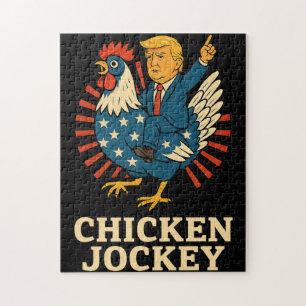 Chicken Jockey Trump Funny Meme Jigsaw Puzzle