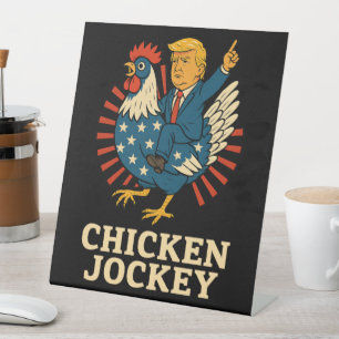 Chicken Jockey Trump Funny Meme Pedestal Sign