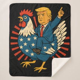 Chicken Jockey Trump Funny Meme Sherpa Blanket
