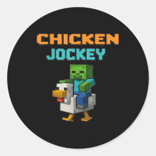 Chicken Jockey Zombie Pixel Art Zombie Gamer Funny Classic Round Sticker
