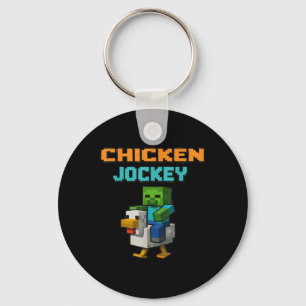 Chicken Jockey Zombie Pixel Art Zombie Gamer Funny Keychain
