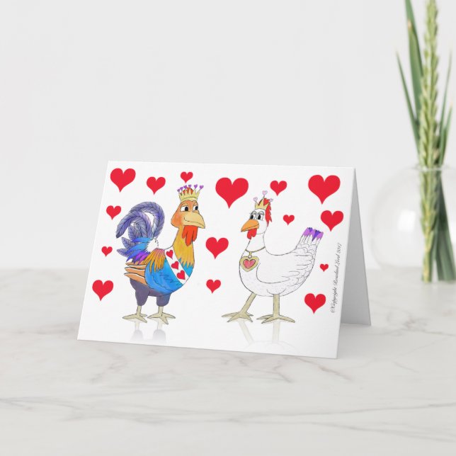 Chicken King and Queen of Hearts Holiday Card (Front)