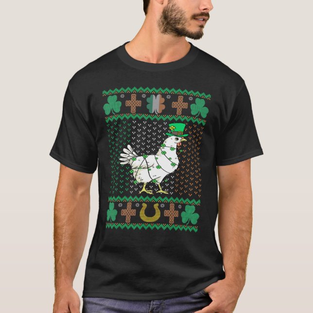 Chicken Leprechaun Hat St Patricks Day Ugly Holida T-Shirt (Front)