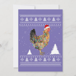 Chicken Lights with Santa Hat Christmas Pyjamas Invitation
